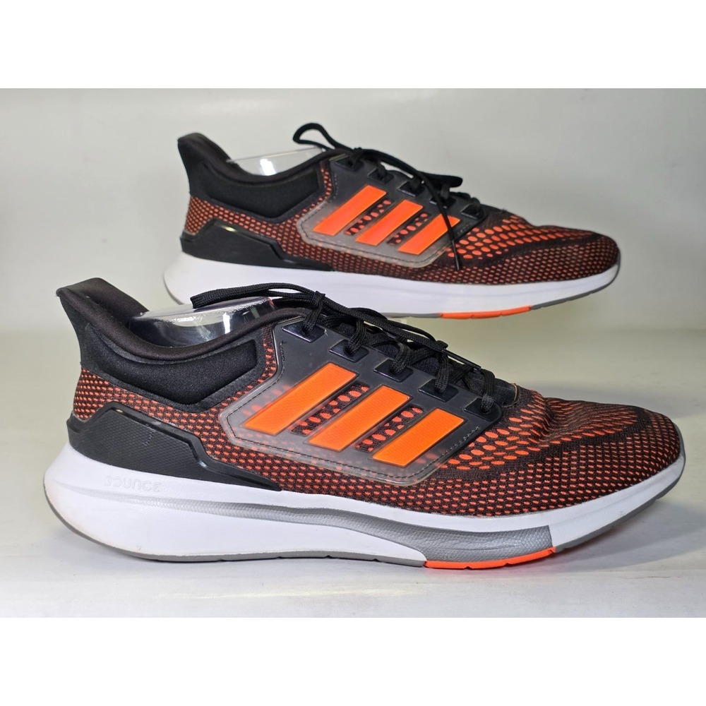 Adidas EQ21 Run Men's Sneakers Size 13 Black Orange White Athletic Running Shoes